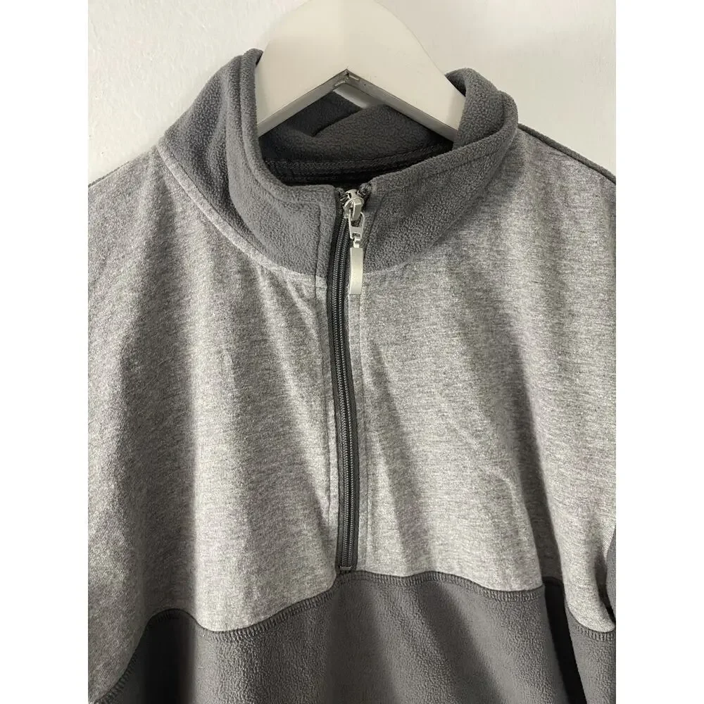 Tommy Bahama Sweater Men Medium Gray Quarter Zip Fleece Pullover Logo Jacket N39